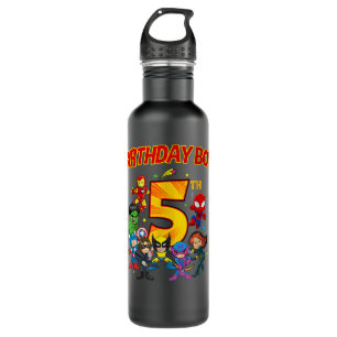 5th Third Birthday Boy Superhero Super Heroes Par 710 Ml Water Bottle