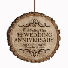 5th Wedding Anniversary Bark Hanging Ornament