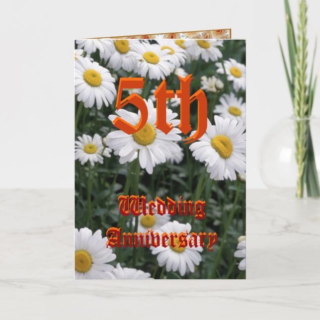 5th wedding anniversary card - Daisy (Front)