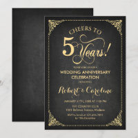 5th Wedding Anniversary - Chalkboard Gold