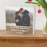 5th Wedding Anniversary Couple Photo Gift Wooden Box Sign<br><div class="desc">Rustic wood box sign personalised with photo makes a perfect gift for 5 year anniversary. Personalise with couple name and year. The milestone 5th anniversary gift is traditionally wood related gifts.</div>