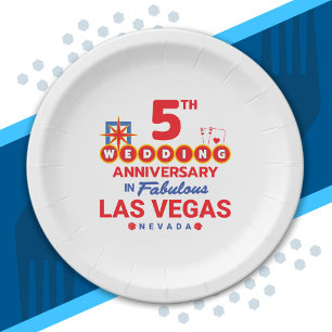 5th Wedding Anniversary Couples Las Vegas Trip Paper Plate
