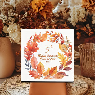 5th Wedding Anniversary Fall Floral Napkin