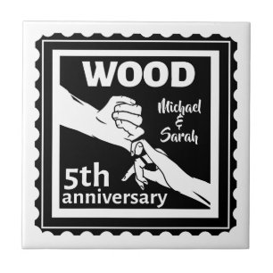 5th Wedding anniversary holding hands traditional Tile