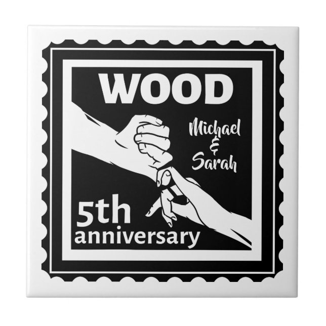 5th Wedding anniversary holding hands traditional Tile (Front)