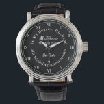 5th Wedding Anniversary Husband Gift Watch<br><div class="desc">Typography editable script text with personal name,  wedding anniversary date in black and white tones; an elegant and stylish keepsake gift from a wife to her husband. Shown here in celebration of  a fifth wedding anniversary but feel free to edit the text for any anniversary.</div>
