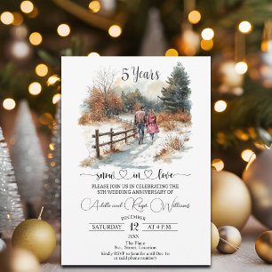 5th Wedding Anniversary Winter Landscape Romantic Invitation