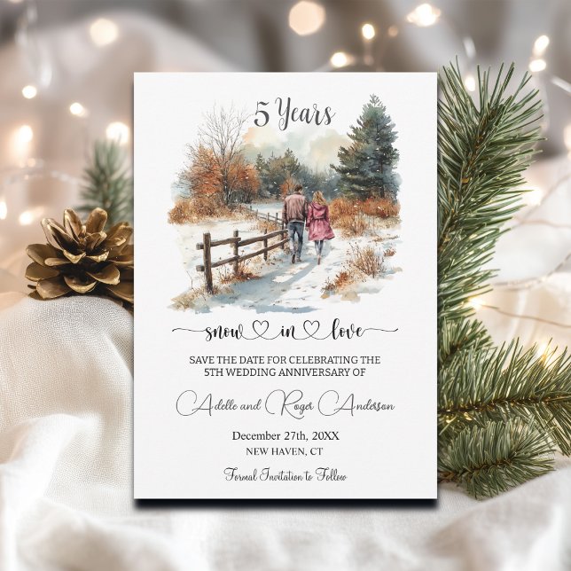 5th Wedding Anniversary Winter Landscape Romantic Save The Date (Creator Uploaded)