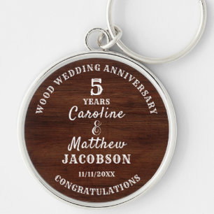 5th  WEDDING ANNIVERSARY Wood Wedding Editable Key Ring