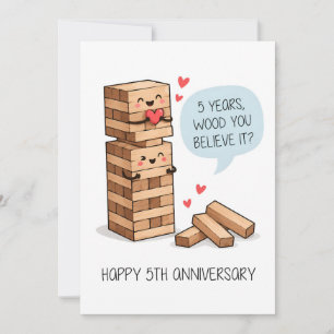 5th Wedding Card   Funny Wood Anniversary Card