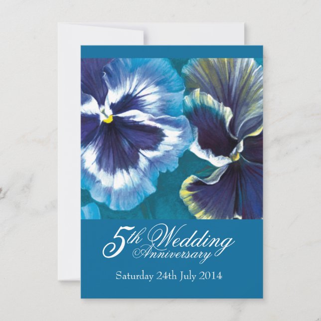 5th Wedding Party Invitation blue turquoise (Front)