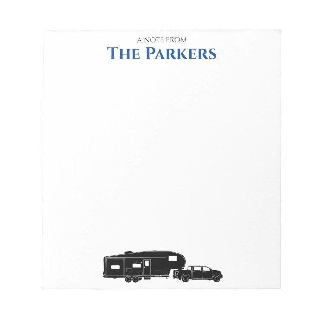 5th Wheel Camper / RV - Personalised Notepad (Front)