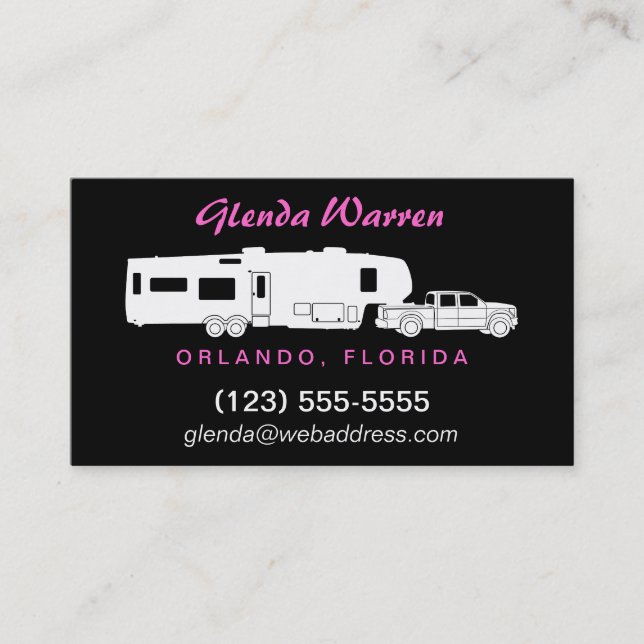 5th Wheel RV Silhouette Calling Card (Front)