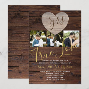 5th WOOD Anniversary PHOTO Rustic Invite