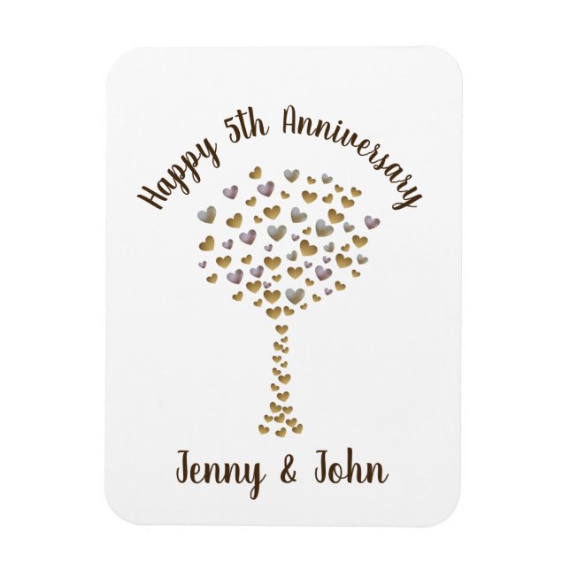 5th wood wedding anniversary gift magnet (Vertical)