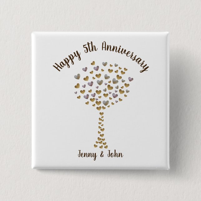 5th wood wedding anniversary gift magnet 15 cm square badge (Front)
