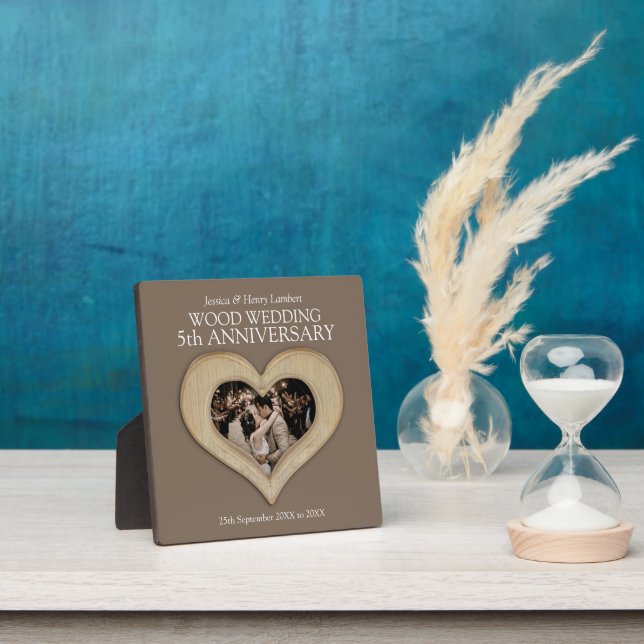 5th wood wedding anniversary photo plaque (Insitu)