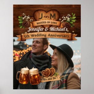 5th Wood Wedding Anniversary Photo Welcome Rustic Poster