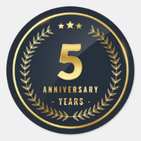 5th Year Anniversary Classic Round Sticker