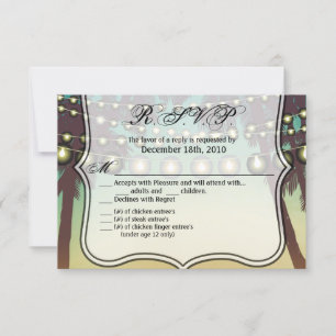 5x3.5 R.S.V.P. Card Beach Sunset Palm Trees String