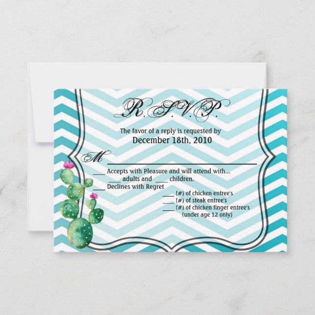 5x3.5 R.S.V.P. Card Boho Cacti Cactus Succulent Bo (Front)