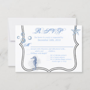 5x3.5 R.S.V.P. Card Seahorse Sea Ocean Beach