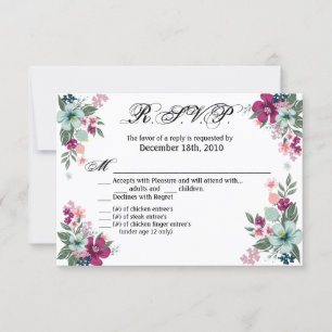 5x3.5 R.S.V.P. Card Tropical Flowers on White