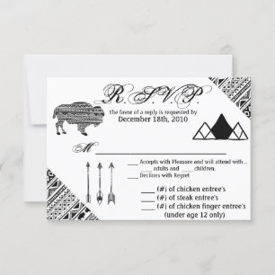 5x3.5 R.S.V.P. Card XMAS Boho Buffalo Tribal Patte