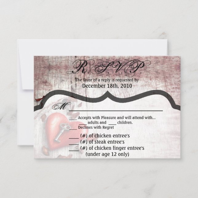 5x3.5 R.S.V.P. Card XMAS Country Wood Key to my He (Front)