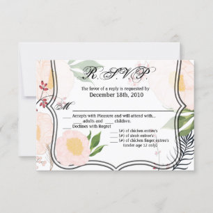 5x3.5 R.S.V.P. Card XMAS White Floral Flowers on W