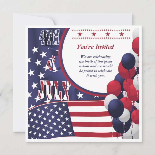 5x5 4th of July Party Invitation (Front)