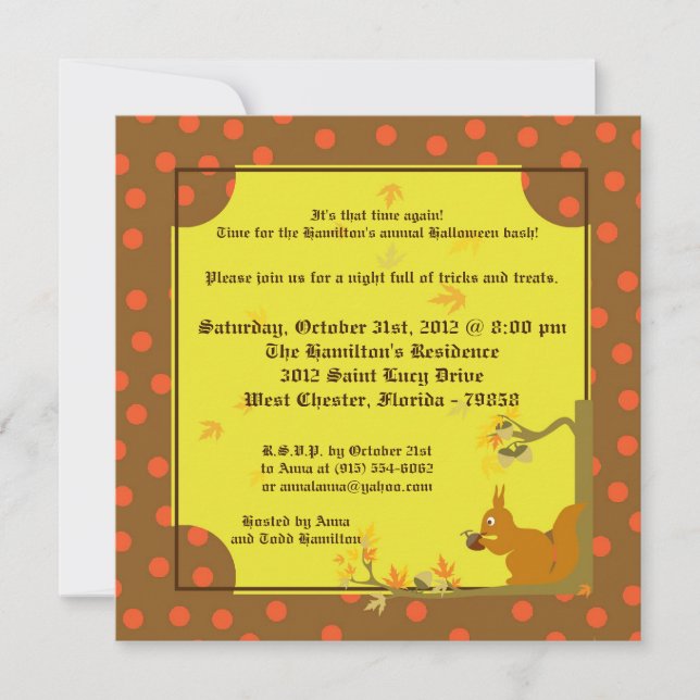 5x5 Autumn Halloween Party Invitation (Front)
