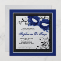 5x5 Blue Masquerade Mask 16 Birthday Invitation