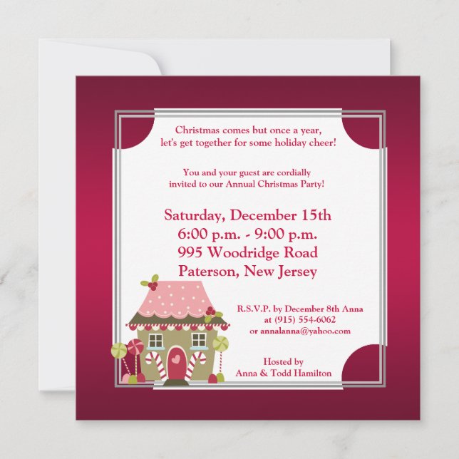 5x5 Candy Land House Invitation (Front)