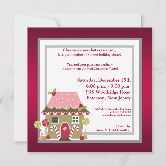 5x5 Candy Land House Invitation (Front)