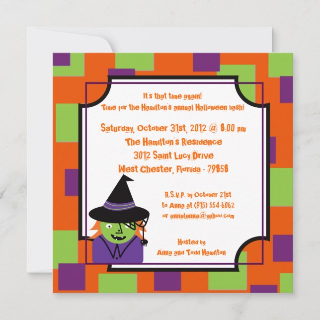 5x5 Cute Creatures Halloween Party Invitation (Front)