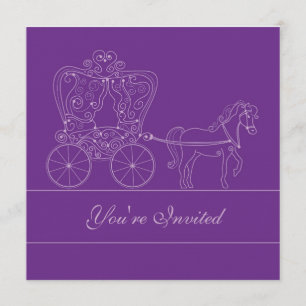 5x5 Dark Purple Carriage Wedding Invitation