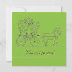 5x5 Electric Green Carriage Wedding Invitation