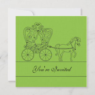 5x5 Electric Green Carriage Wedding Invitation