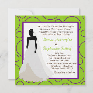 5x5 Electric Green Pok-a-Dot Wedding Invitation