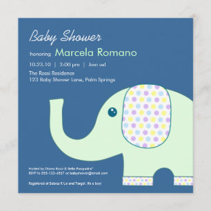 5x5 Elephant Baby Shower Invitations