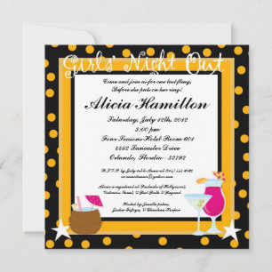 5x5 Gold Cocktails Bachelorette Invitation