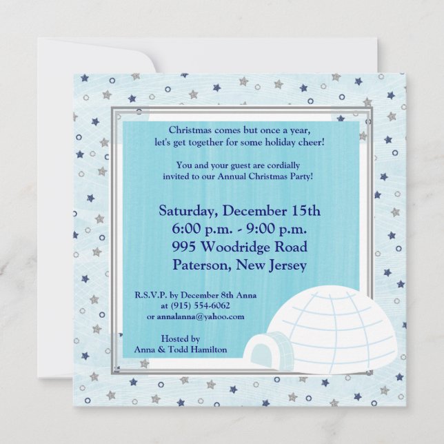 5x5 Icy Igloo Baby Blue Invitation (Front)