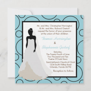 5x5 Light Blue Pok-a-Dot Wedding Invitation