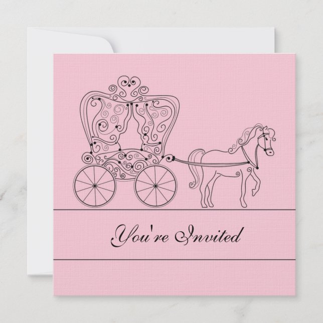 5x5 Light Pink Carriage Wedding Invitation (Front)