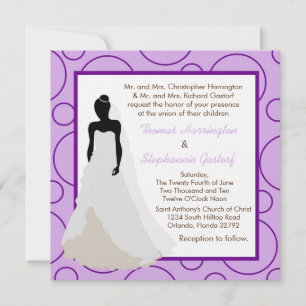 5x5 Light Purple Pok-a-Dot Wedding Invitation