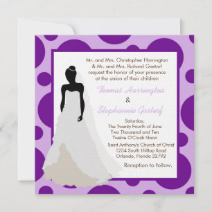 5x5 Light Purple Pok-a-Dot Wedding Invitation