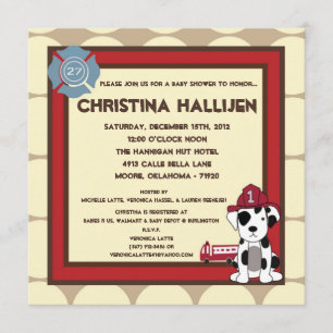 5x5 Nojo Fire Engine Baby Shower Invitation