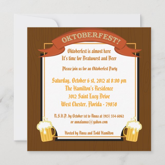 5x5 Oktoberfest Invitation (Front)