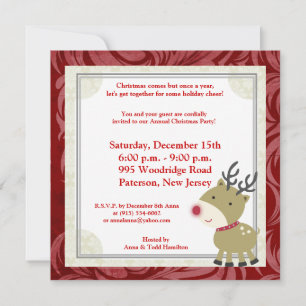 5x5 Reindeer Invitation